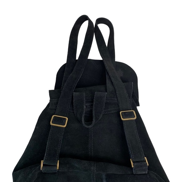 TOMS Black Suede‎ Embroidered Poet Flap Backpack Bag - Picture 11 of 15